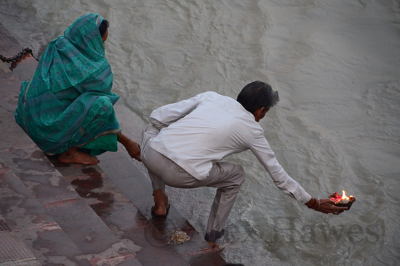 Morning aarti ceremony, Haridwar, Uttarakhand, India