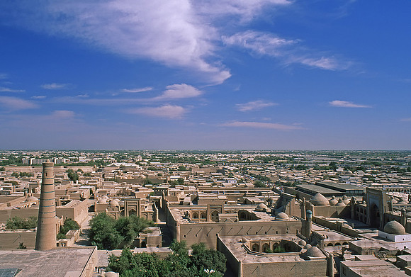 View over Khiva, Uzbekistan, from atop Islam Khodja minaret