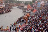 Ganga Aarti evening ceremony during Ganga Dussehra, Haridwar, Uttarakhand, India