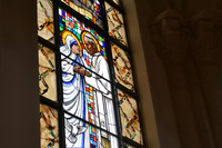 Stained glass window of Mother Teresa and Pope John Paul II, Roman Catholic Cathedral of Saint Mother Teresa, Pristina, Kosovo