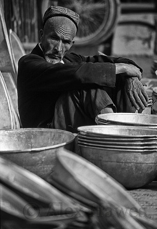 Vendor in Kashgar Sunday Market, Xinjiang Province, China