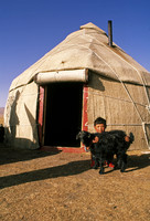 Herder family and yurt, Song Kol Lake, central Kyrgyzstan