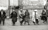 Elders gathered at Id Kah Mosque, Kashgar, Xinjiang Province, China