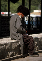 Man wearing telpek sheepskin hat, Ashgabat, Turkmenistan