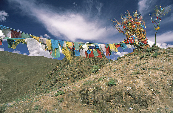 Prayer flags, Yumbu Lagang Palace, Yarlung Valley, Tibet