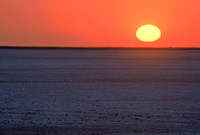 Sunset, Makgadikgadi salt pan, Kalahari Desert, Botswana
