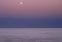 Moonrise over Makgadikgadi Pan, a salt pan in northern Botswana