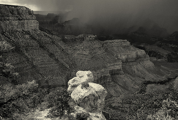 Rainstorm approaching South Rim, Grand Canyon National Park