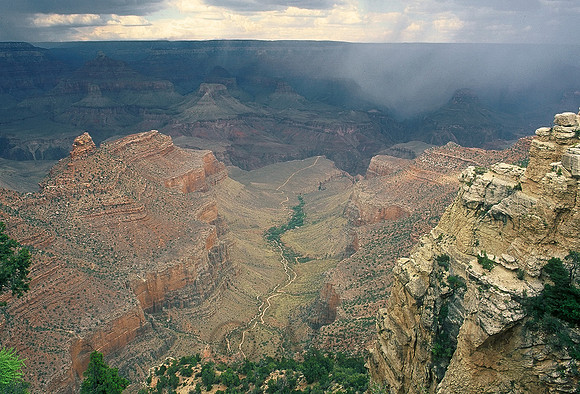 Rainstorm approaching South Rim, Grand Canyon National Park