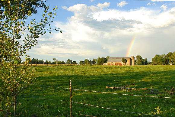 Barn and rainbow, Mellen, Wisconsin