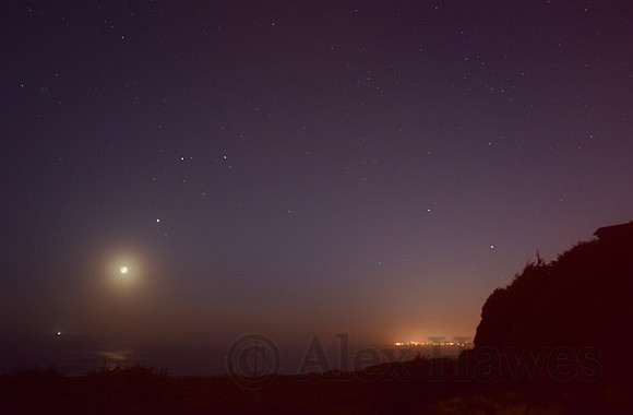 Pacific moonset, looking toward Brookings, Oregon