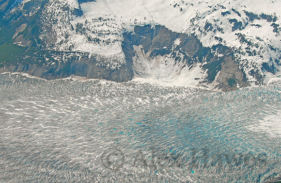 Aerial shot of Mendenhall Glacier, Juneau, Alaska