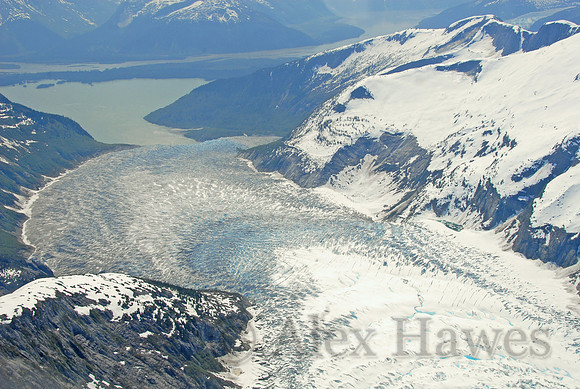 Aerial shot of Mendenhall Glacier, Juneau, Alaska