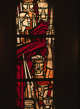 Soviet-era stained glass window,  Sukachev Art Museum, Irkutsk, Siberian Russia