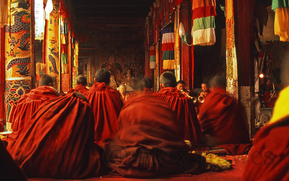 Morning prayers, Samye Monastery, Yarlung Valley, Tibet