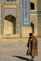Man in bekasab robe, Bukhara, Uzbekistan