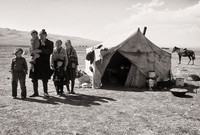 Nomadic family with yurt, Lake Son-Kul, central Kyrgyzstan