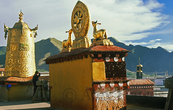 Wheel of Life atop Jokhang Temple, Lhasa, Tibet