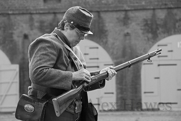 Civil War firearm demonstration, Fort Pulaski, Georgia