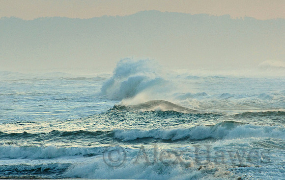 Sunset waves, Monterey Bay, California