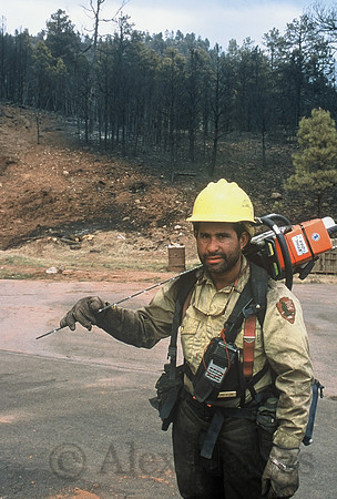 Wildland firefighter, Rodeo-Chediski Fire, 2002, White Mountains, Arizona