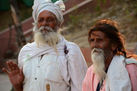 Pilgrims at morning aarti ceremony on Ganges River, Haridwar, Uttarakhand, India