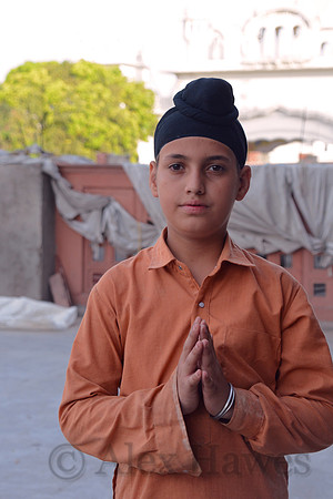 Young Sikh pilgrim, Harmandir Sahib Golden Temple, Amritsar, Punjab, India