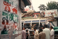 Local bus and cinema posters, Old Peshawar, Pakistan