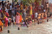 Morning aarti ceremony on Ganges River, Haridwar, Uttarakhand, India